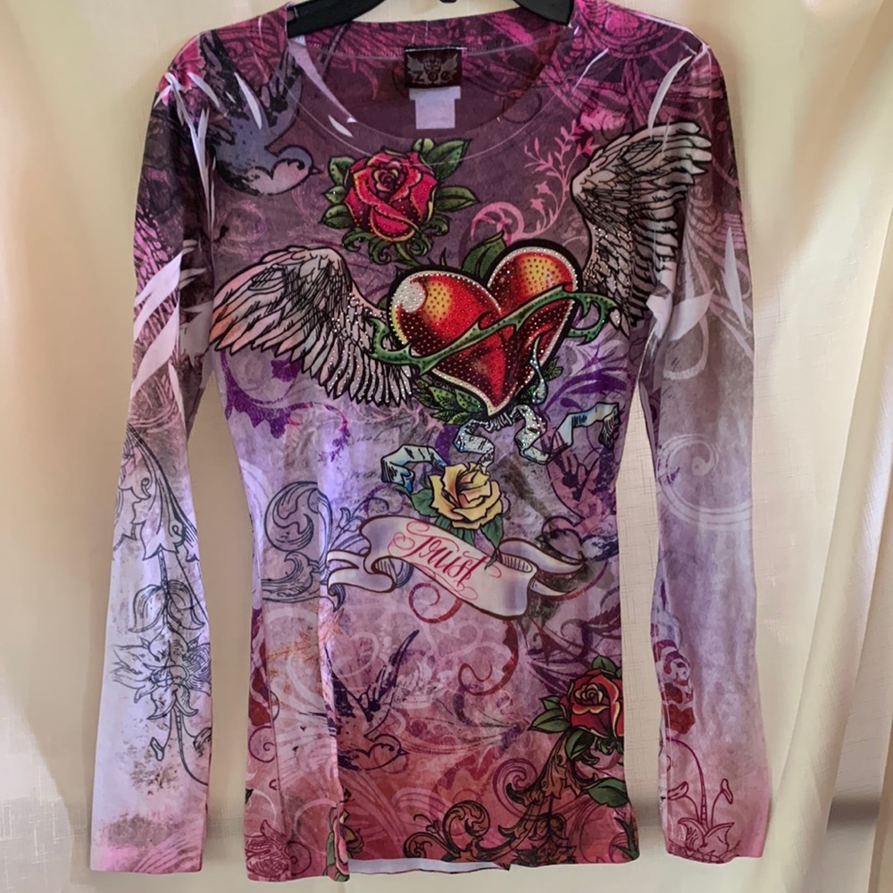 Zoe long sleeve floral winged heart